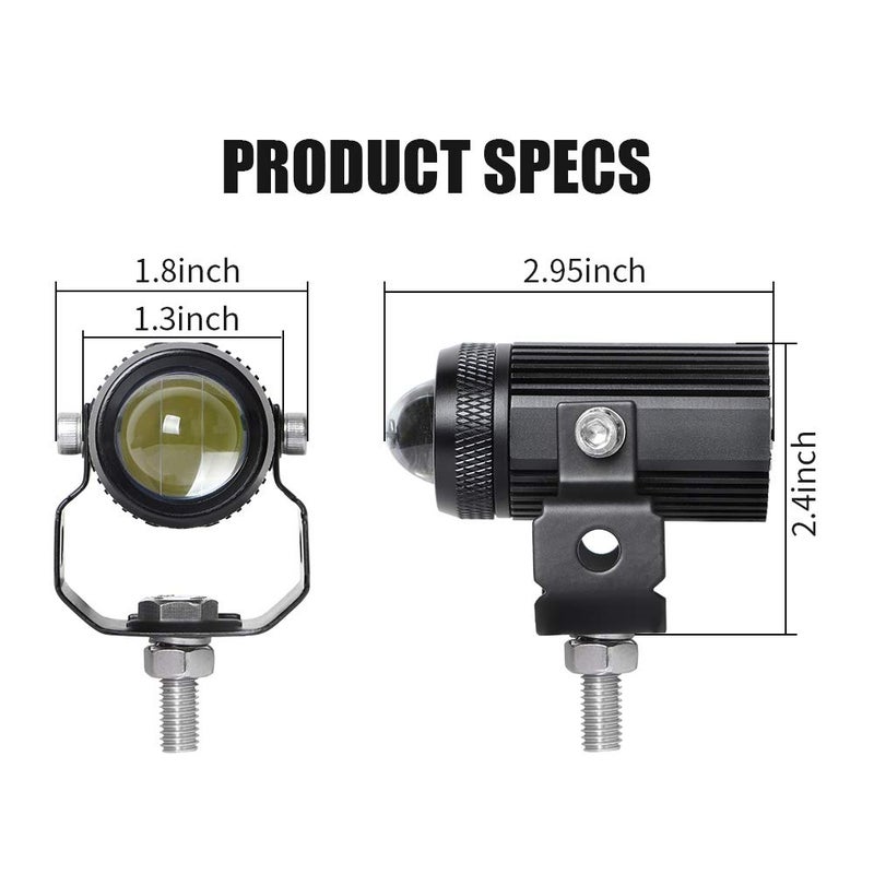 EXZEIT Led Driving Light for Motorcycle, Amber Light, High Low Beam Function Fog Lights Headlights for Bike Polaris Yamaha Can Am ATV UTV, 12/24V, 30W, 6000 Lumens 2 pcs (Amber Light) - Image 3